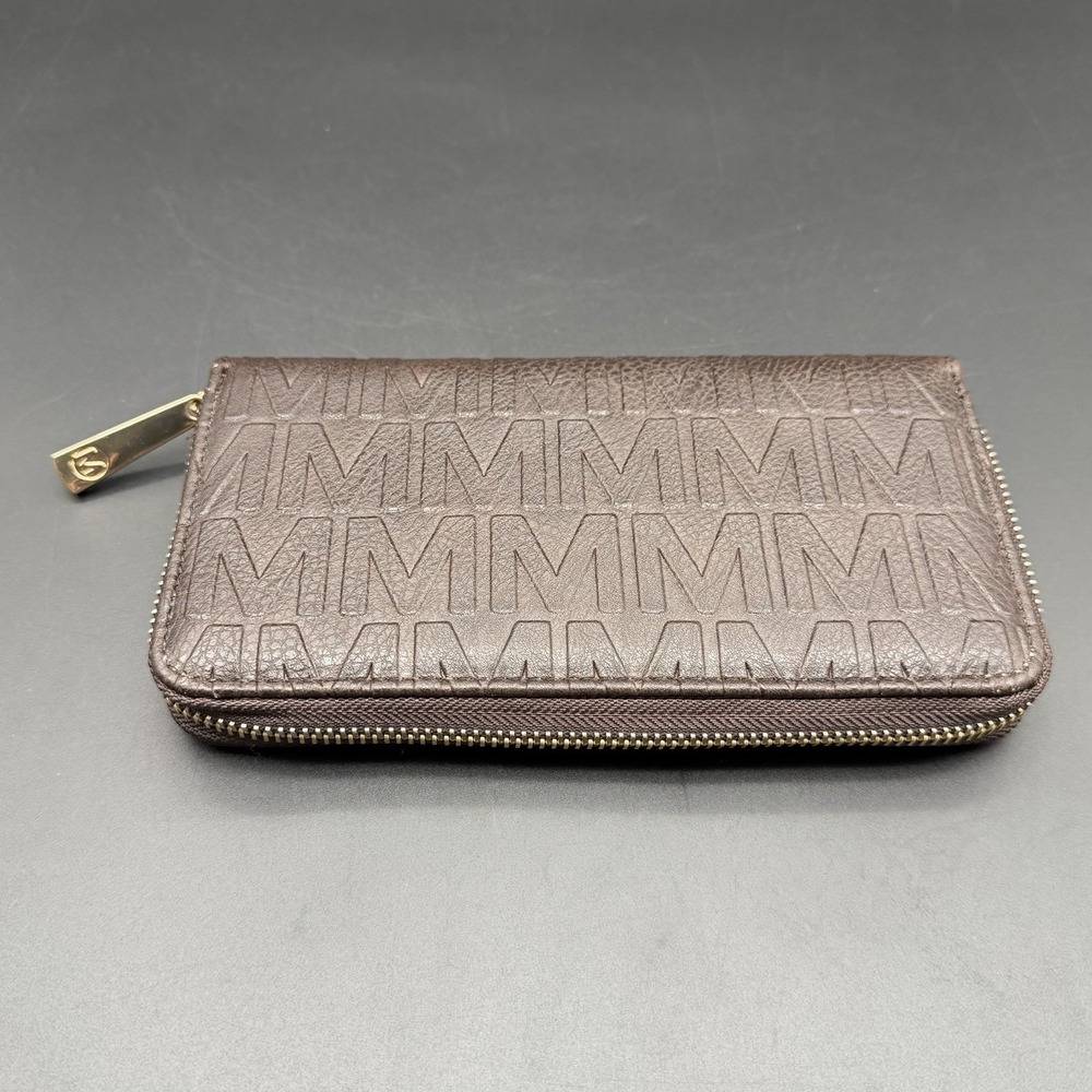 MKF Collection Mia K Womens Wallet Brown Signature M Embossed Zip Around Large